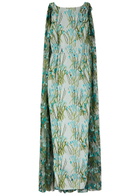 Bernadette Charlene Floral-print Cape Maxi Dress Multi Print