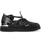 Yuketen - Cruz Woven Leather Huarache Sandals - Black