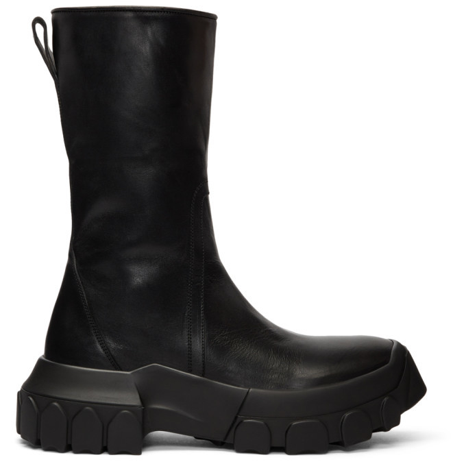 Rick Owens OR 厚底黒ブーツ ジッパー付き Rick Owens Black Tractor Zipped Boots Rick Owens