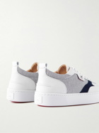 Christian Louboutin - Happyrui Suede-Trimmed Leather and Canvas Sneakers - White