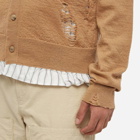 Maison Margiela Men's Distressed Insert Cardigan in Camel