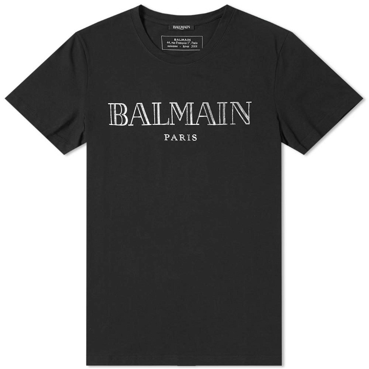 Photo: Balmain Metallic Logo Tee Black