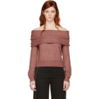 Rag and Bone Pink Mini Mohair Off-The-Shoulder Knit Sweater