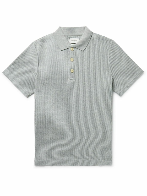 Photo: Oliver Spencer - Tabley Waffle-Knit Cotton-Blend Polo Shirt - Gray