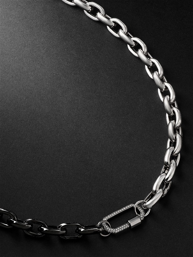 Photo: AS29 - Lock Medium Blackened and White Gold Diamond Necklace