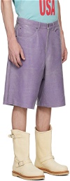 GUESS USA Purple Cracked Leather Shorts