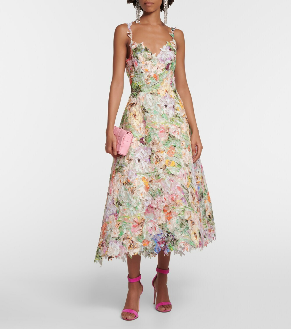 Monique Lhuillier Floral lace midi dress Monique Lhuillier