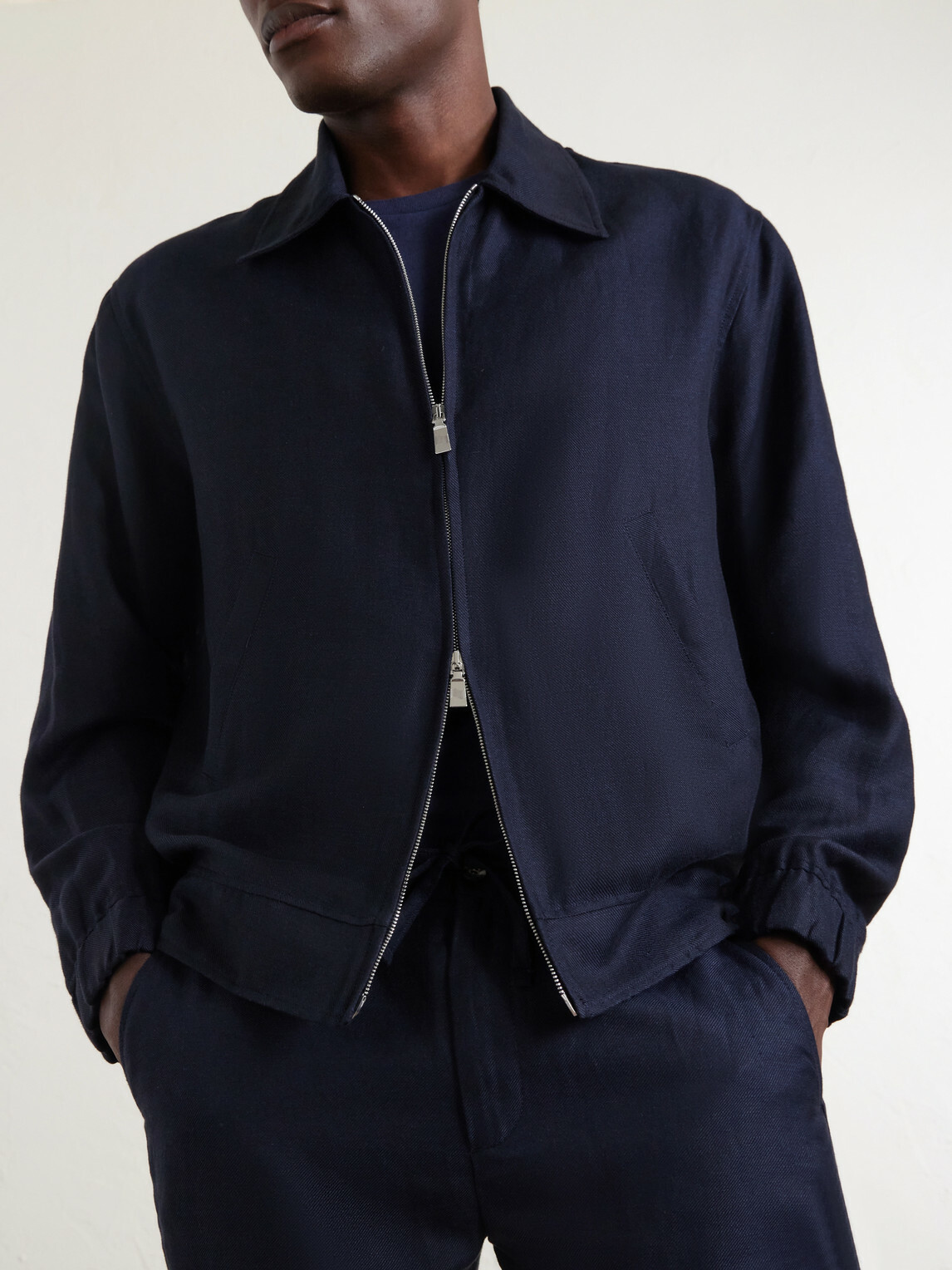 Frescobol Carioca - Tomas Cotton and Linen-Blend Blouson Jacket - Blue
