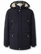 Brunello Cucinelli - Quilted Shell Hooded Down Coat - Blue