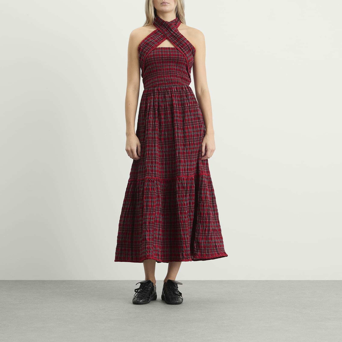 Damson Madder Women's Mia Midi Dress in Red