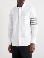 Thom Browne - Logo-Appliquéd 4-Bar Embroidered Cotton-Oxford Shirt - White