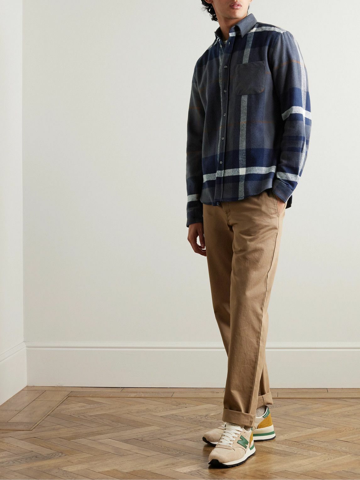 Portuguese Flannel Viz Checked Organic Cotton Flannel Shirt Blue Portuguese Flannel Viz Checked Organic Cotton Flannel Shirt Blue