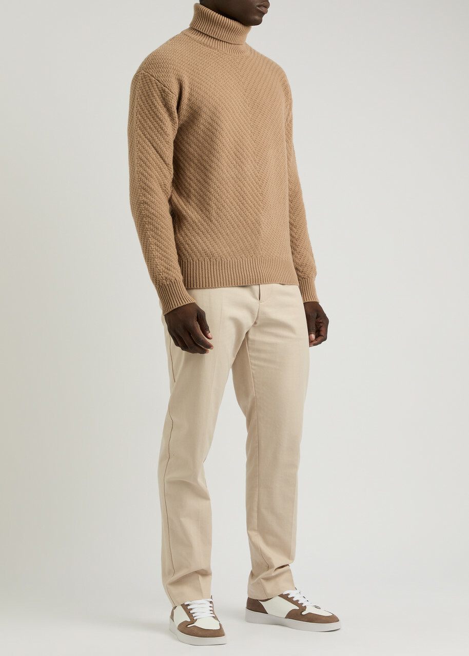 Herno Herringbone Wool Jumper Cream