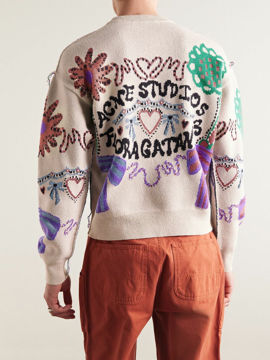 Jacquard-Knit Cotton-Blend Sweater