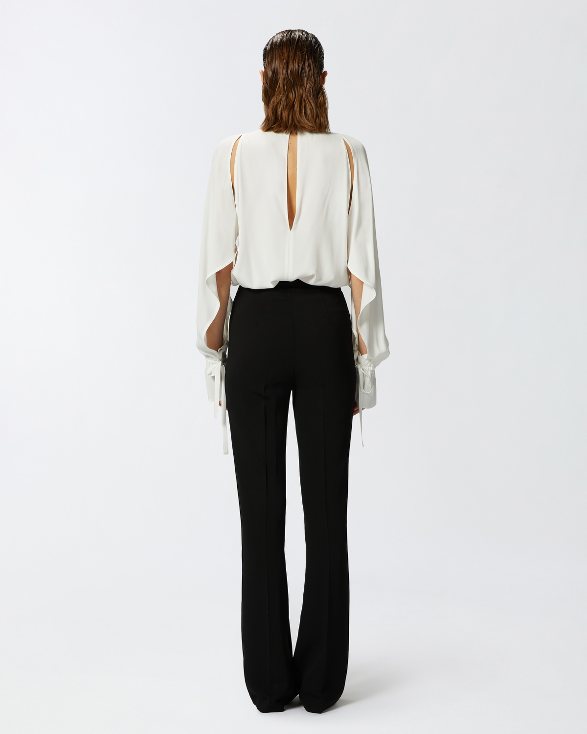 Pinko Silk Blend Blouse With Ruffled Sleeves Vanilla Ice Cream White