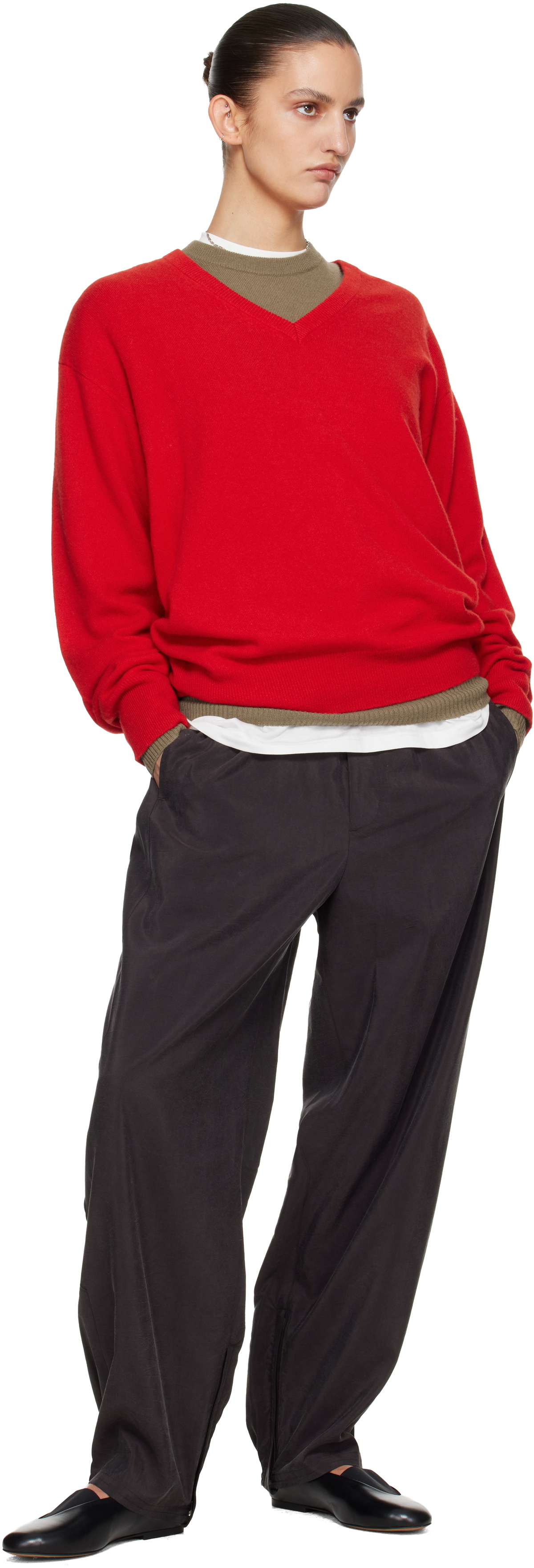 ssstein Brown Silk Nylon Track Trousers
