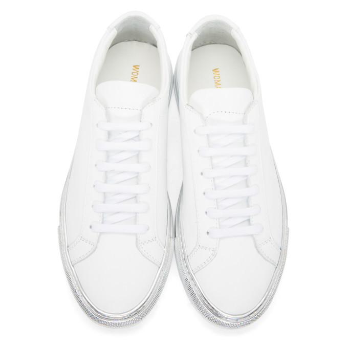 Woman by Common Projects White and Silver Achilles Low 