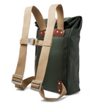 Brooks England - Pickwick Small Leather-Trimmed Cotton-Canvas Backpack - Green