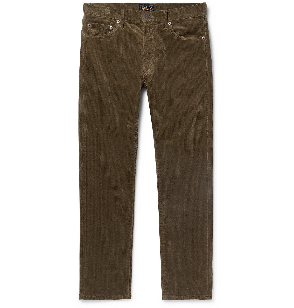 Beams Plus - Slim-Fit Tapered Cotton-Blend Corduroy Trousers - Green ...