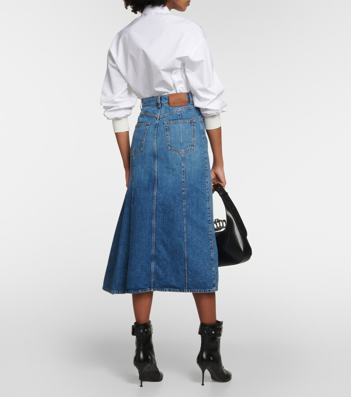 Alexander McQueen High-rise denim midi skirt Alexander McQueen