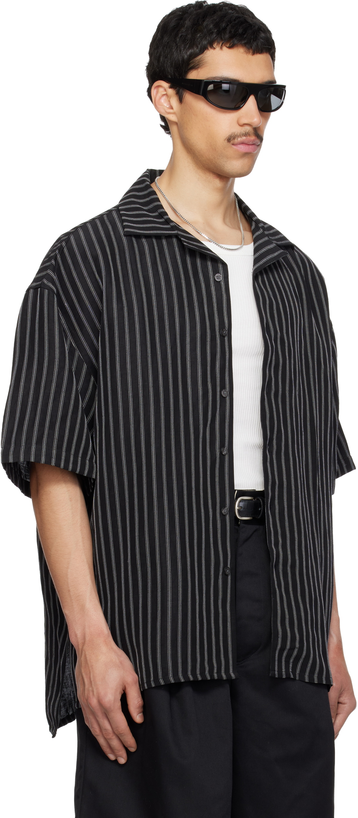 WILLY CHAVARRIA Black Camp Collar S/S Shirt
