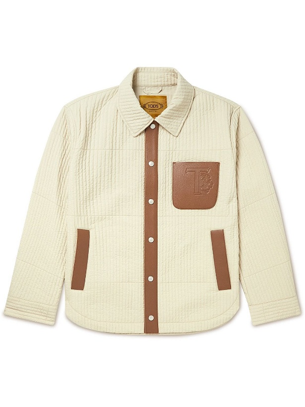 Photo: Tod's - Leather-Trimmed Quilted Shell Jacket - Neutrals