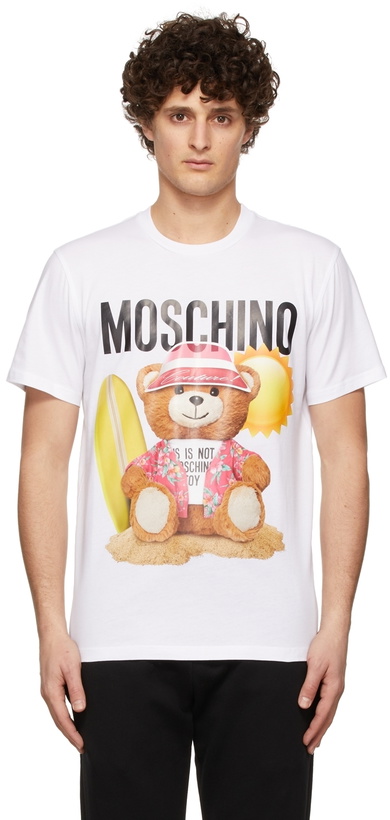 Photo: Moschino White Graphic Print T-shirt