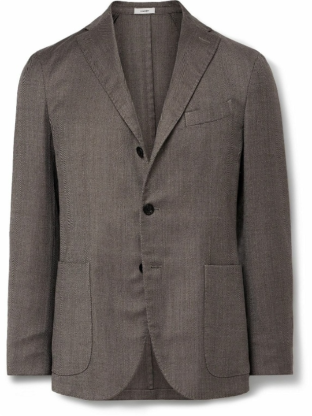 Photo: Boglioli - K-Jacket Unstructured Herringbone Virgin Wool-Blend Blazer - Brown
