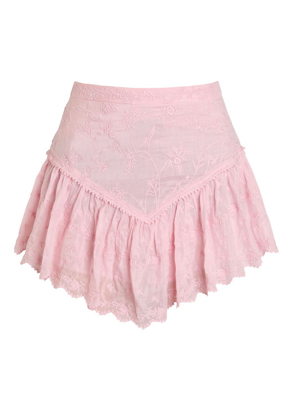 Photo: Isabel Marant Zoelia Embroidered Cotton and Silk-blend Mini Skirt Pink
