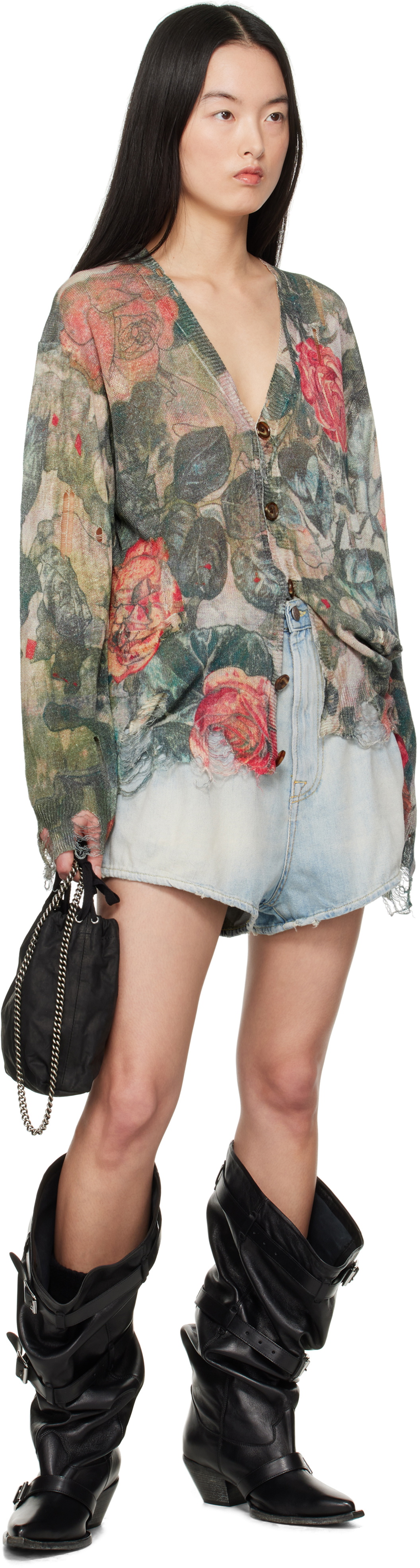 R13 Blue Straight Double Loop Venti Denim Shorts R13