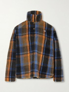 Human Made - Logo-Embroidered Appliquéd Checked Fleece Sweater - Brown