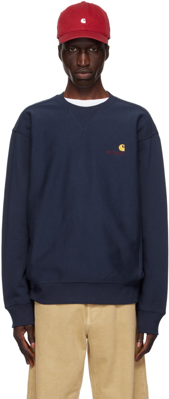 Photo: Carhartt Work In Progress Blue American Script Sweatshirt