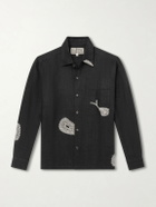 Kartik Research - Repair Embroidered Linen Shirt - Black