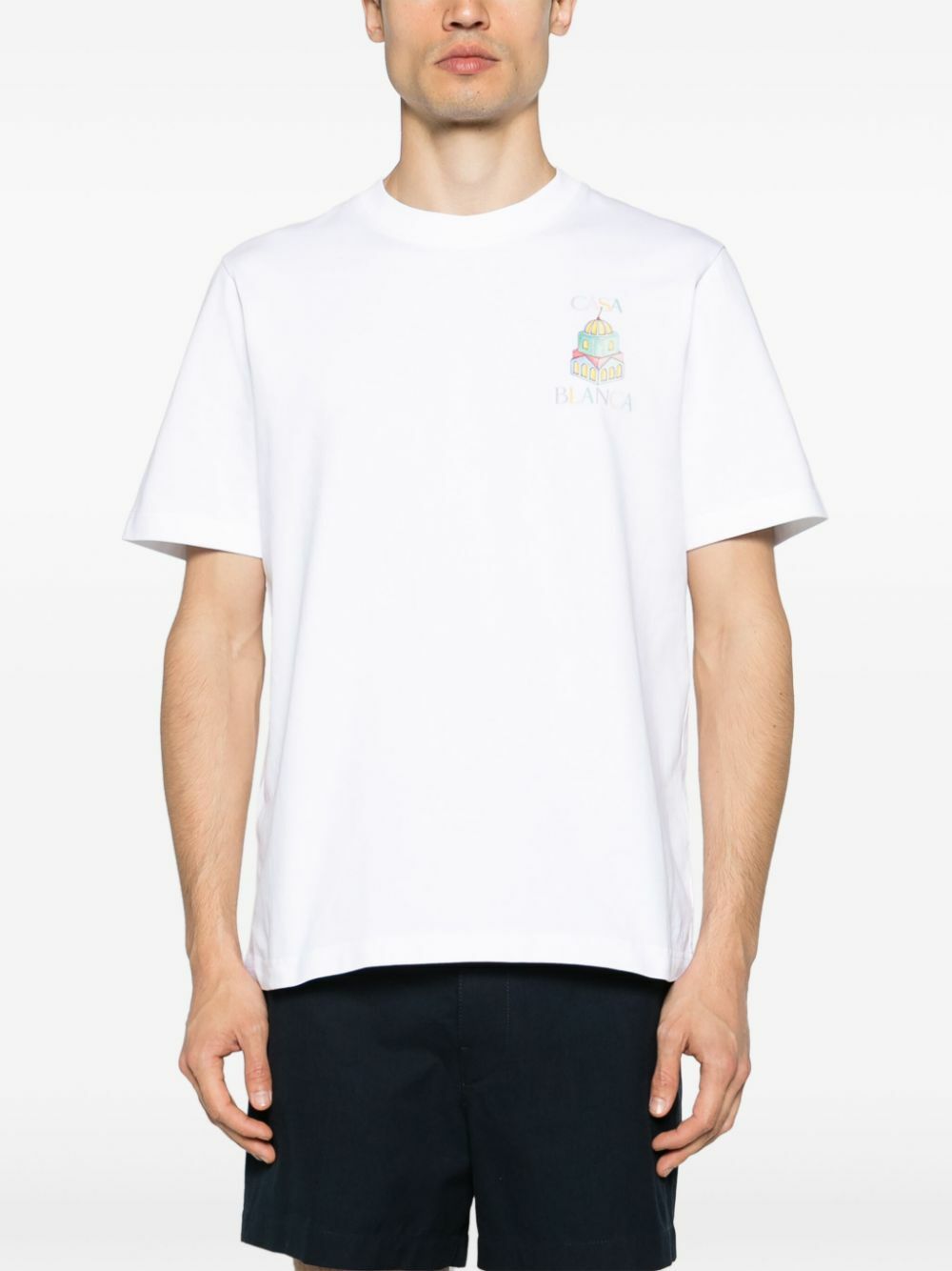 Casablanca White Logo Print Organic Cotton T-Shirt