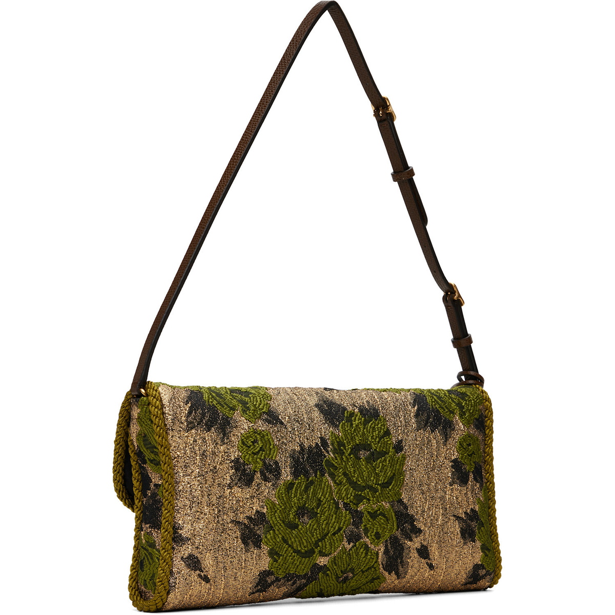 Valentino Garavani Green & Gold Devain Small Shoulder Bag