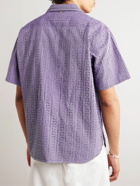 Kardo - Convertible-Collar Crochet-Knit Cotton Shirt - Purple