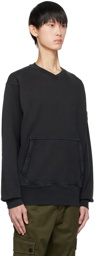 Stone Island Black Garment-Dyed Sweatshirt
