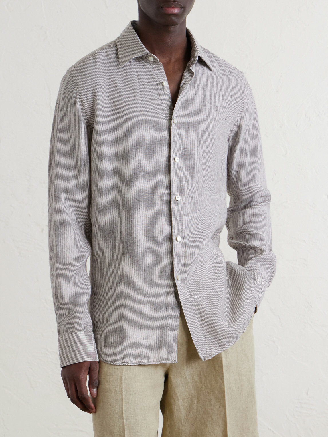 Slowear - Striped Linen Shirt - Brown