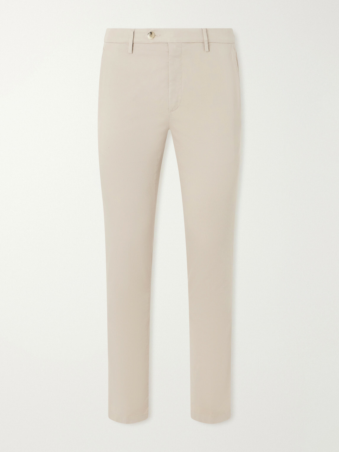 Canali - Tapered Stretch Cotton-Twill Trousers - Neutrals