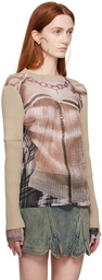 Y/Project Beige Jean Paul Gaultier Edition Trompe L'Oeil Ruffle Cardigan Long Sleeve T-Shirt