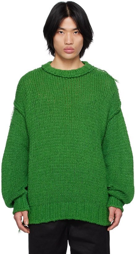 Photo: sacai Green Distressed Sweater