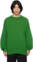 sacai Green Distressed Sweater