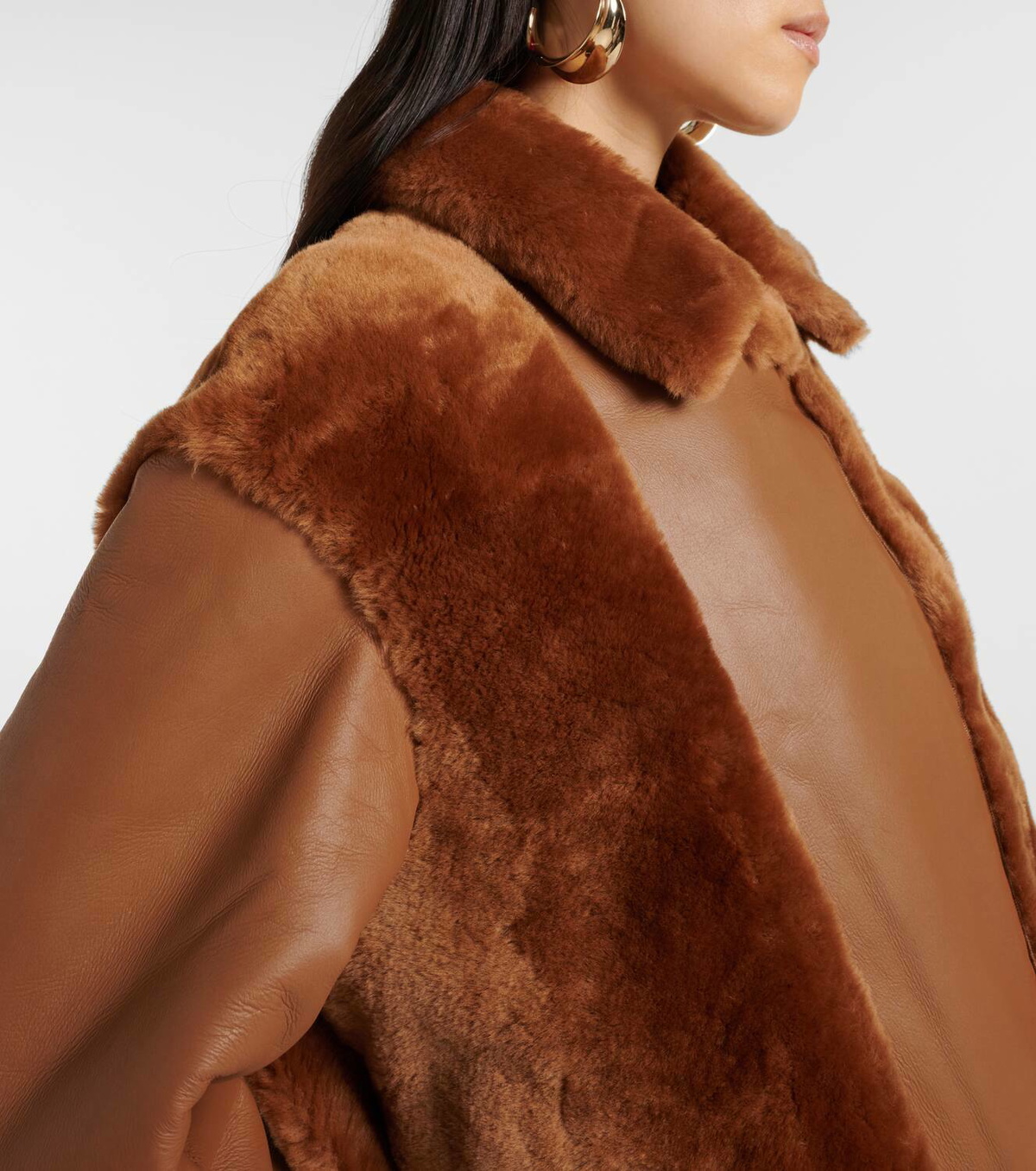 Blancha Shearling-trimmed leather jacket