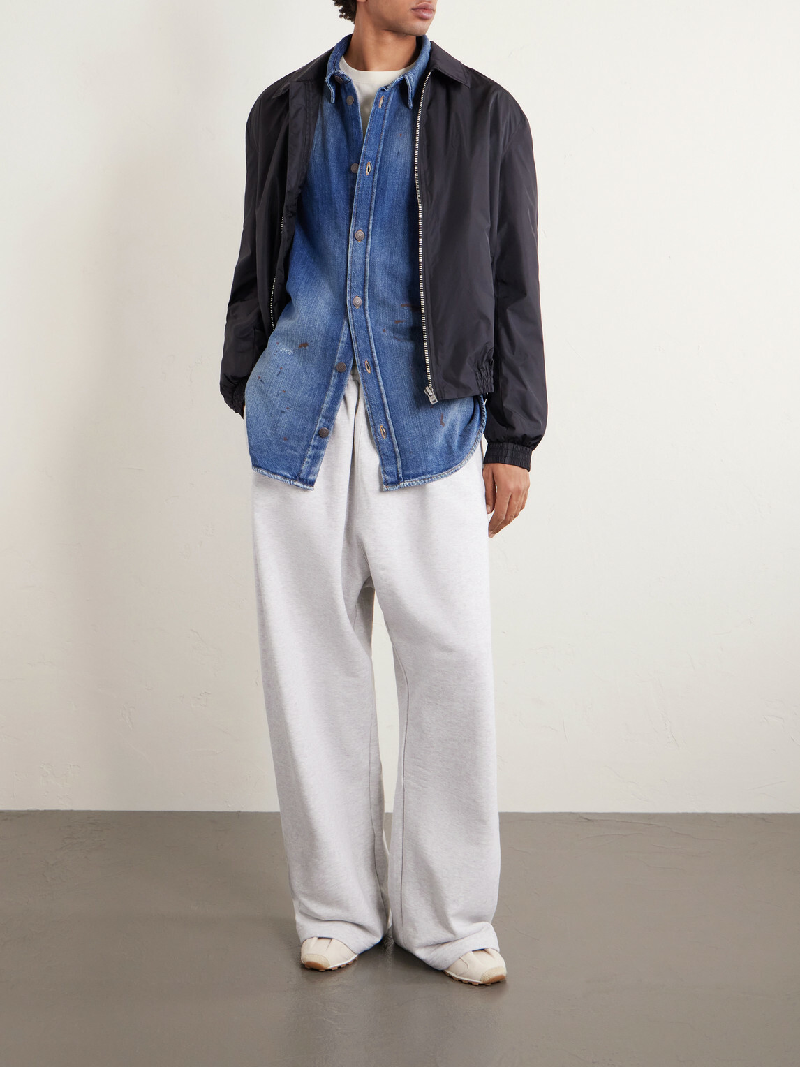 Acne Studios - Prowser Oversized Wide-Leg Cotton-Blend Jersey Sweatpants - Gray