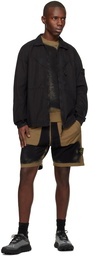 Stone Island Black & Taupe Patch Shorts