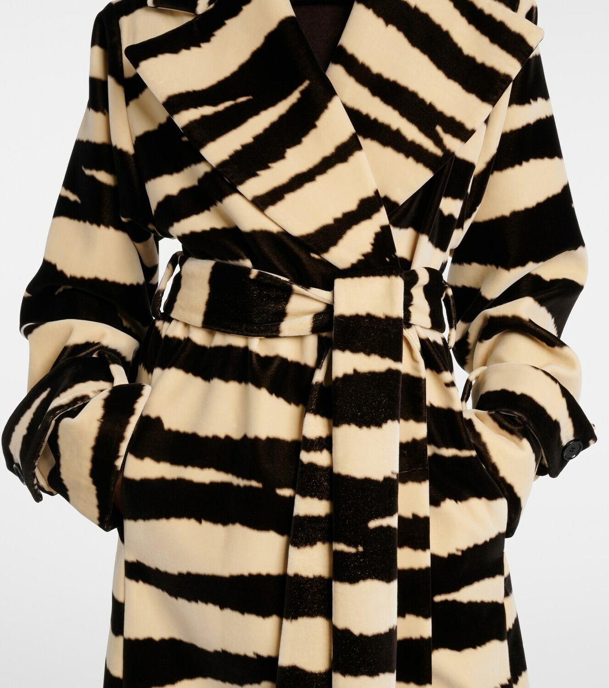 Nina Ricci Zebra-print cotton velvet wrap coat