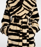 Nina Ricci Zebra-print cotton velvet wrap coat