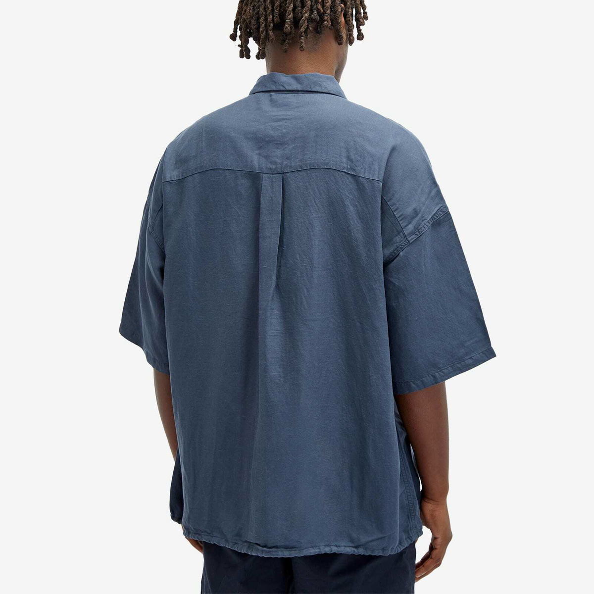 007　nanamica　OPEN COLLAR CUPRA HEMP Nanamica Men's Open Collar Cupra Hemp Shirt in Navy Nanamica