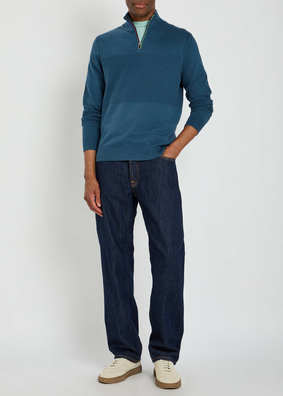 PS Paul Smith Half-zip Cotton Jumper Blue