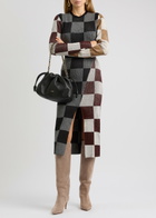 Stine Goya Checked-intarsia Ribbed-knit Midi Dress Black